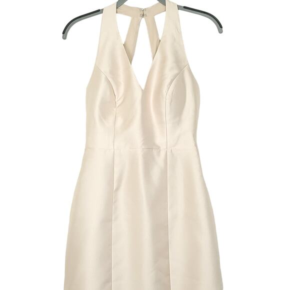 Alfred Sung Halter Satin Trumpet Gown Thigh High Slit, D761, Palomio, Size 6L - Picture 13 of 16